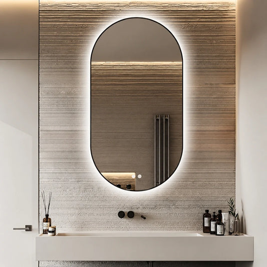 24" x 45" capsule framed LED mirror