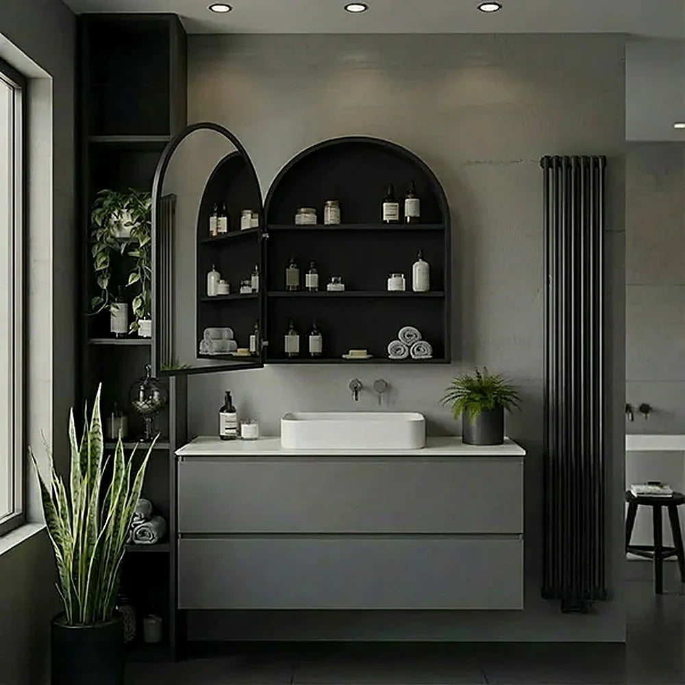 20" x 40" arched framed LED medicine cabinet