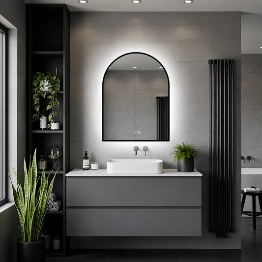 28" x 35" arched framed LED mirror
