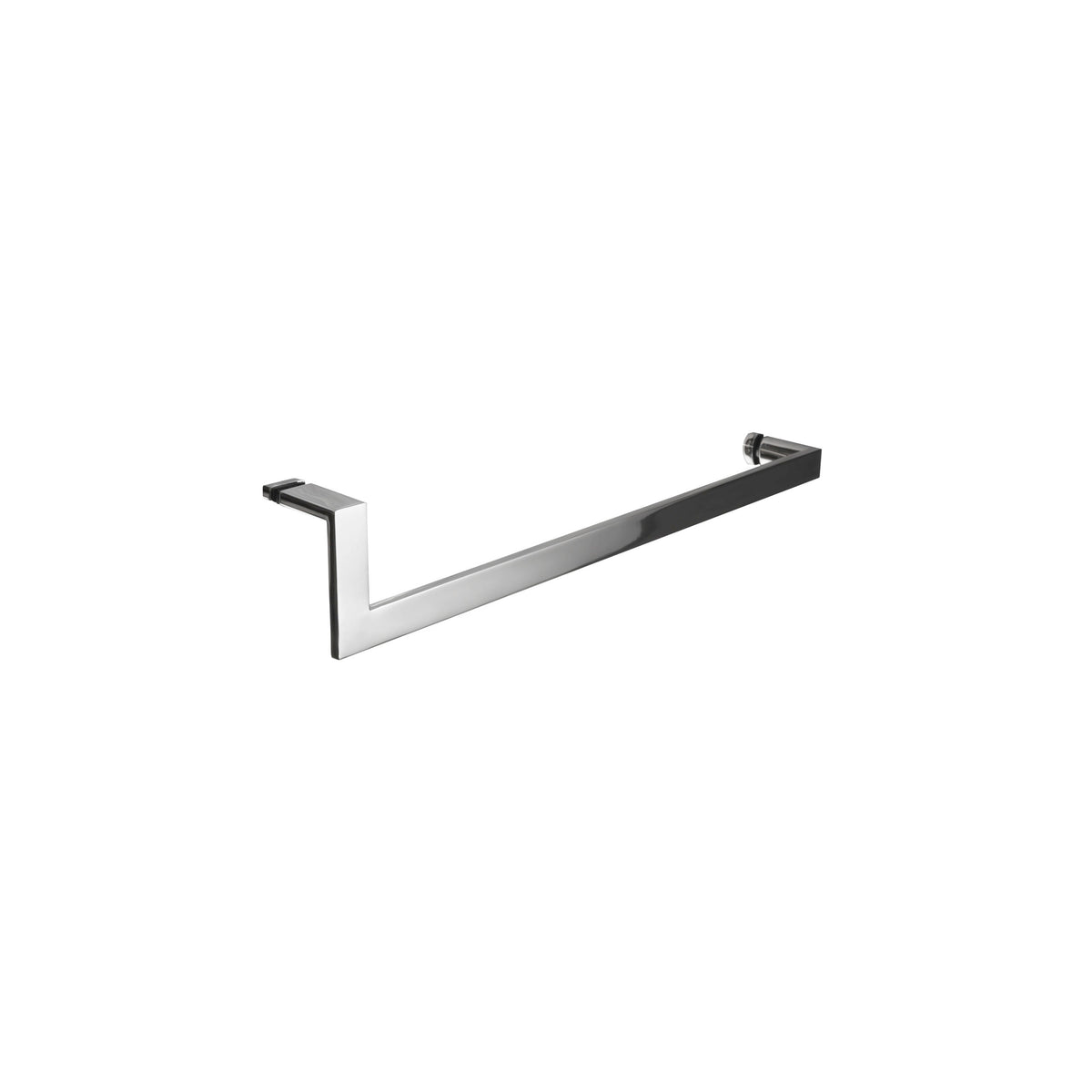 'J' Shape - Glass Door Handle + Towel Bar - Single Sided (with Back Side Cap)