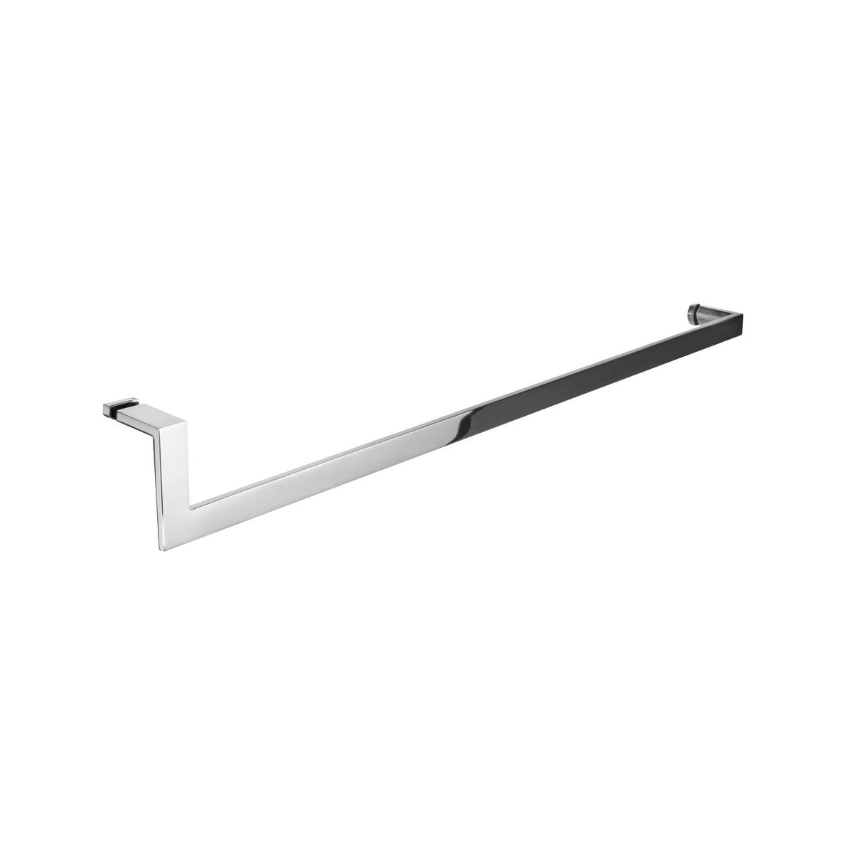 'J' Shape - Glass Door Handle + Towel Bar - Single Sided (with Back Side Cap)