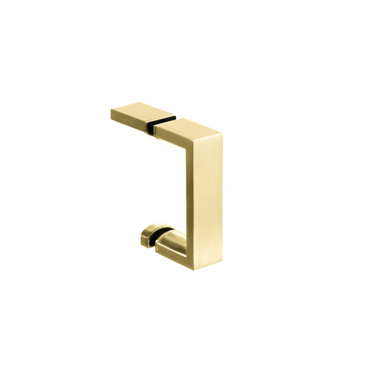 'U' Shape - Glass Door Handle Set - Towel Bar + Pull Knob - Satin Brass PVD