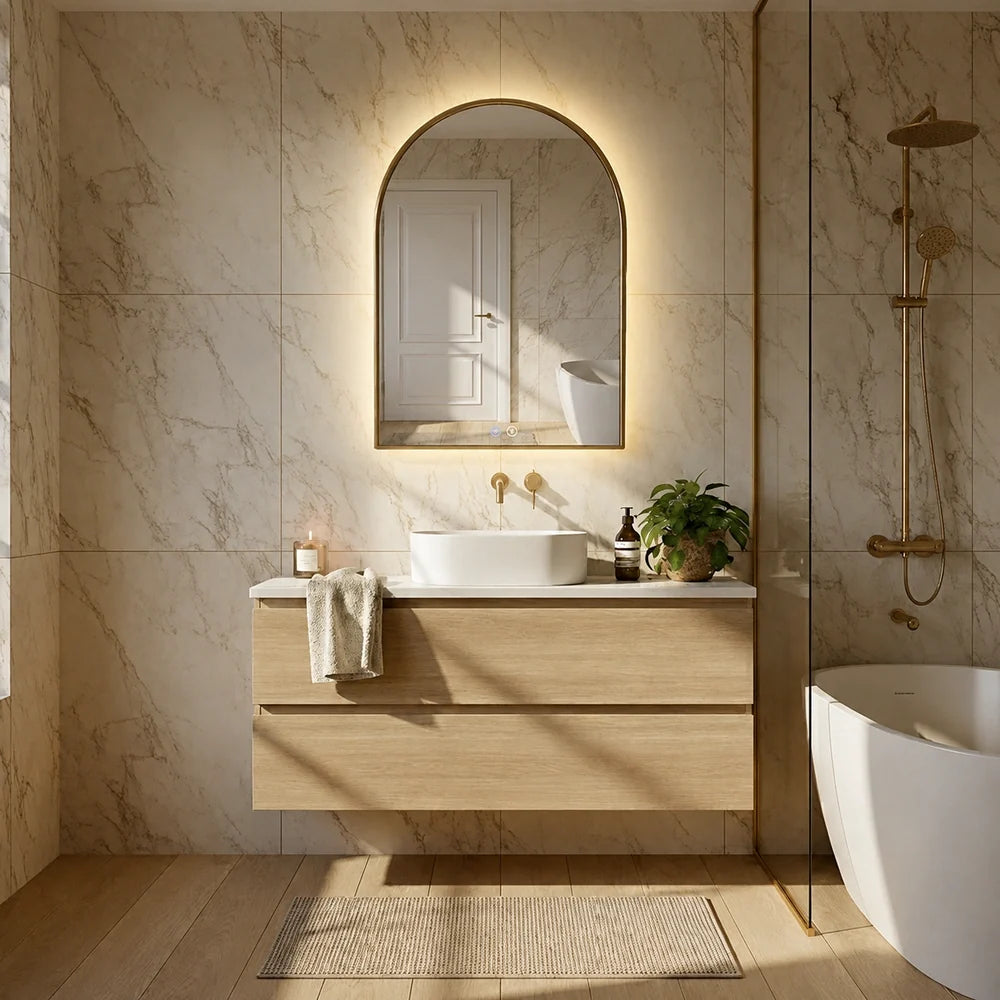 32" x 40" arched framed LED mirror