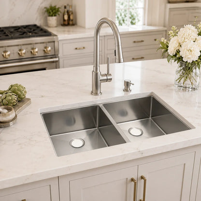 30" Undermount Double Bowl Kitchen Sink