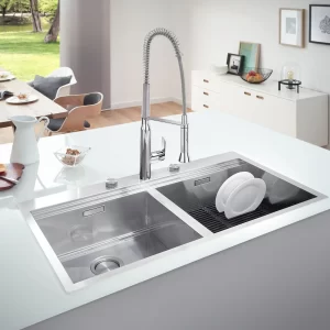 Single Handle Semi Pro Dual Spray Kitchen Faucet 66 L min 175 gpm