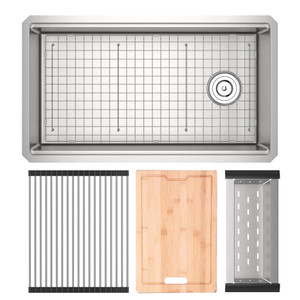Culinario 30 Inch Stainless Steel Chef Workstation Sink with Accessories - Brushed Stainless Steel | Model Number: RUWUM3019WSSB