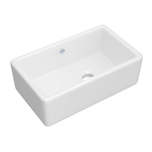 Lancaster 30" Single Bowl Farmhouse Apron Front Fireclay Kitchen Sink - White | Model Number: RC3018WH-C